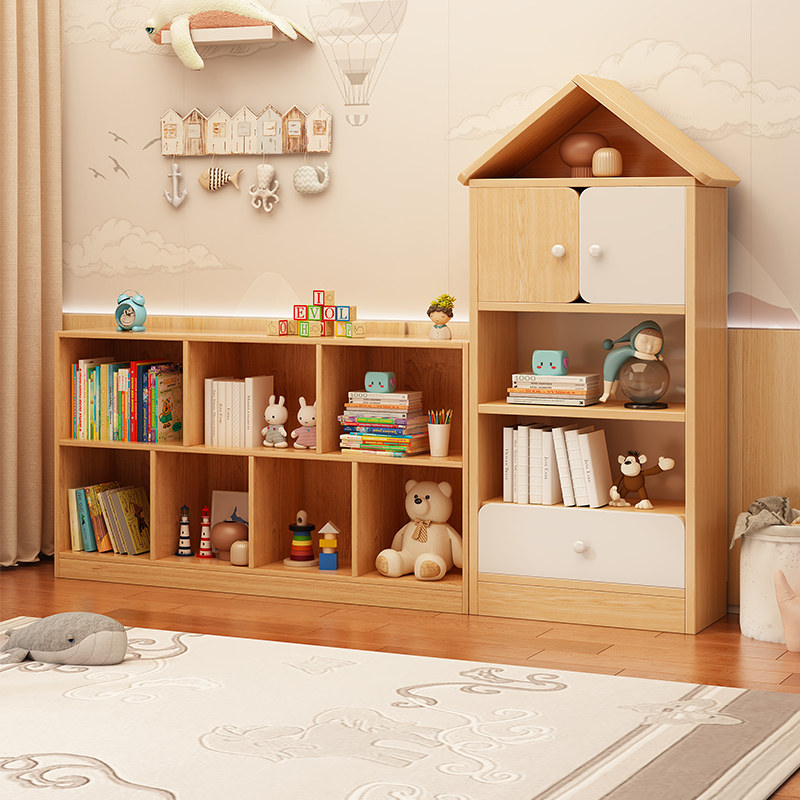 小房子书架置物架落地简易储物柜学生阅读柜玩具收纳柜家用书柜