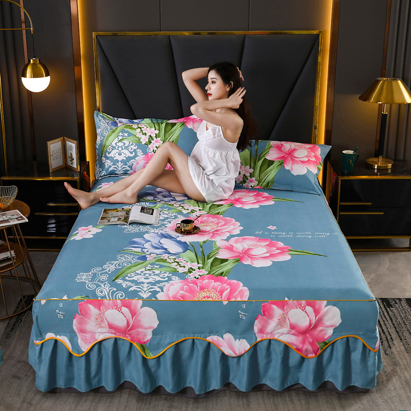 防滑床罩床裙式f床套单件防尘席梦思保护套1.5/1.8m2米1.2床垫床