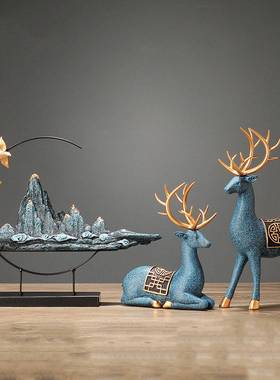 新中式创意鹿摆件m轻奢高档家居客厅玄关酒柜电视柜办公室桌面送