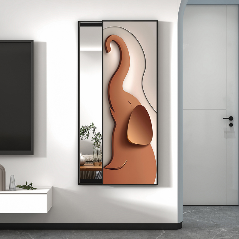 艺术隐形全身镜推拉隐藏式镜子卧室试衣镜壁挂家用W衣帽间穿衣镜