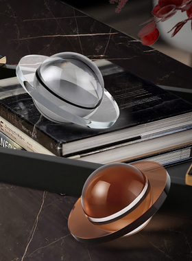 简约水晶飞碟装饰o球摆件创意客厅书房样板房桌面软装摆设