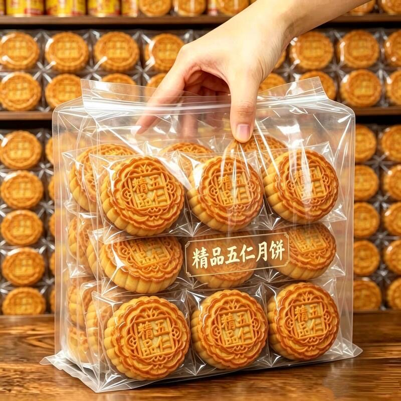 100g*10块】老式五仁大月饼传统糕点心无蔗糖多口味红豆蜜枣荞麦