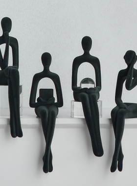 抽象艺术坐姿摆件简约人物轻奢高档客厅桌边酒柜电Y视柜装饰品