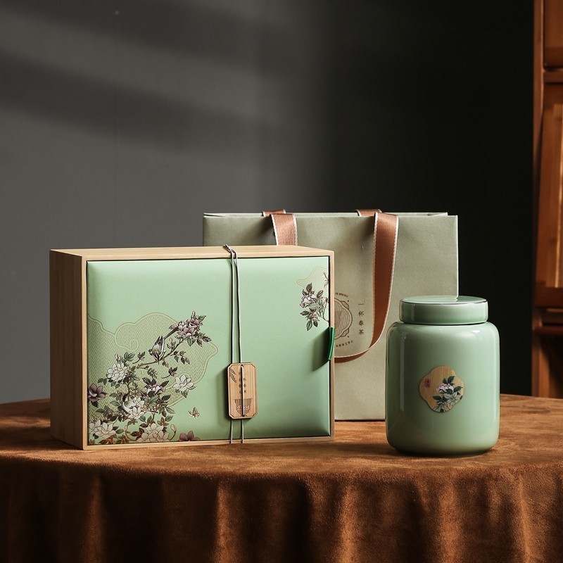 绿茶陶瓷茶叶罐包装碧螺春信阳毛尖H黄山毛峰恩施玉露礼盒空盒