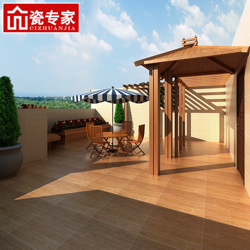 全瓷木纹砖花园露台防滑瓷砖室外美式复古法式客厅阳台阳光房地砖