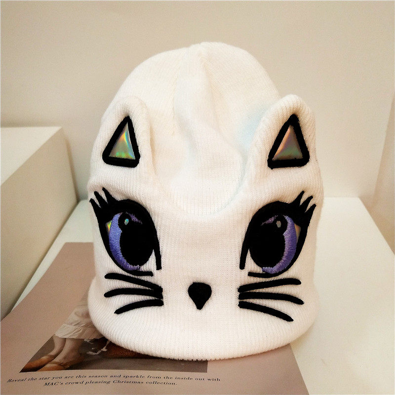 耳朵帽子女甜美可爱猫咪毛线帽秋帽子