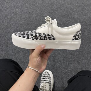 自主厚底半印FOG鞋子夏季款帆布鞋硫化鞋男小众设W计板鞋低帮女鞋