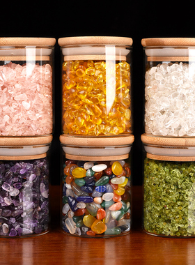 天然水晶碎石黄水晶白紫水晶粉水D晶橄榄石五彩石家居装饰摆件