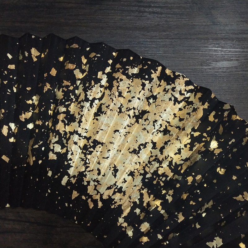 苏州传统b工艺爆炸金贴金双面黑苏工空白扇面9/9.5寸文玩扇子适合