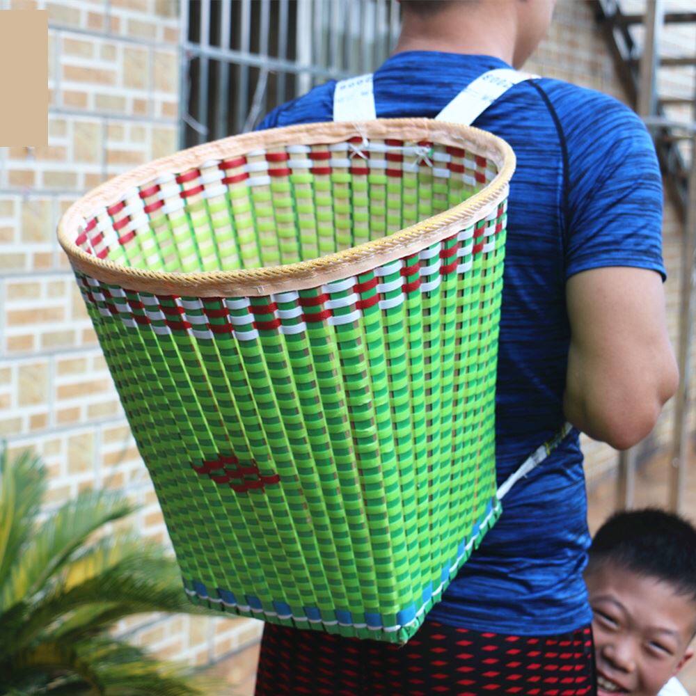 背篓竹编a农用手工编织小竹篮藤条收纳筐大号采茶背孩子背篼云南