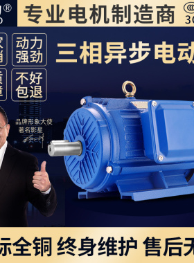 全铜三相异步电动机11/15/18.5/22/30/37/45千瓦55KW国标380V电机