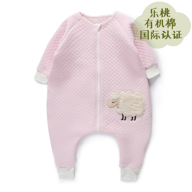 乐桃有机棉质新生儿保r暖睡袋 宝宝分脚式睡袋 婴幼儿秋冬睡袋