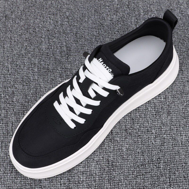 轻便透气帆布鞋男日常一脚蹬百搭休闲鞋时尚厚底镂空男士帆布板鞋