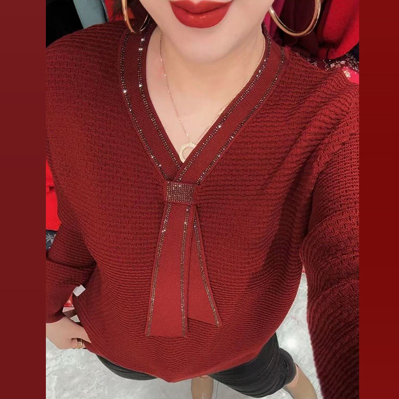 中年妈妈针织衫上衣2026春季新款洋气秋冬中老年女装打底遮肚毛衣