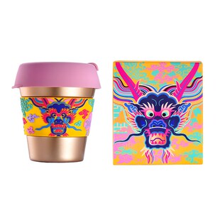 角楼咖啡彩云蓝龙精品咖啡杯不锈钢随手杯生肖龙新年办Y公水杯礼