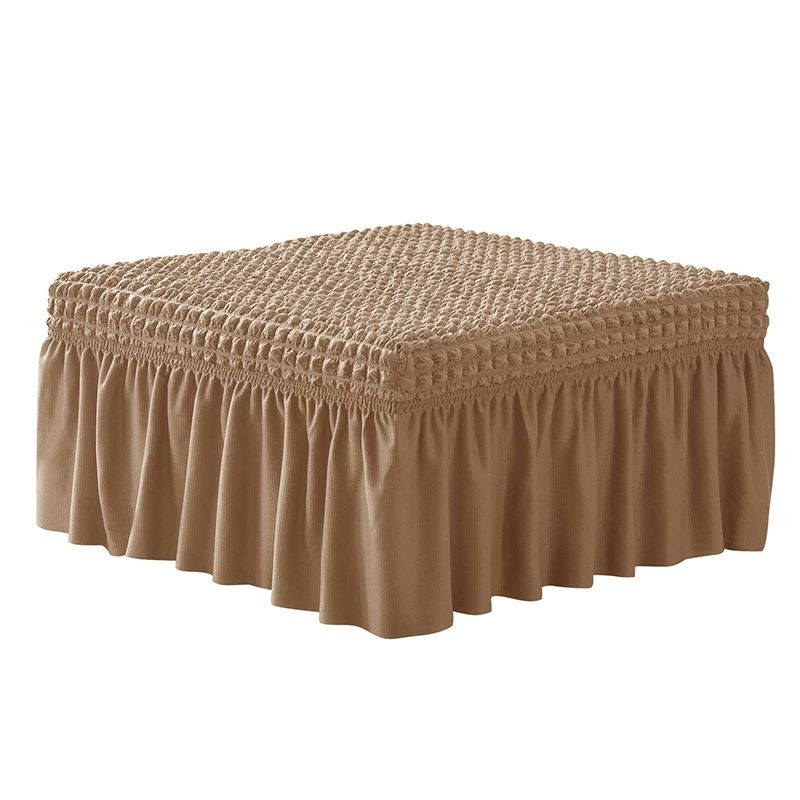 脚蹬套弹力全包裙边沙发方踏坐垫套防尘百褶下摆罩子巾Z泡泡格纯