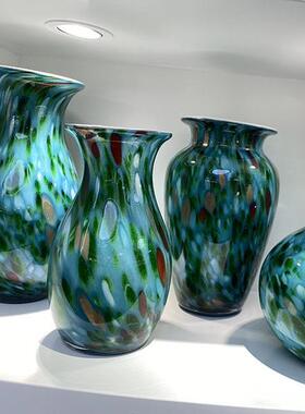 绿色插鎏金琉璃花瓶轻现代客厅奢样房玄关板水IHH培花器玻璃瓶装