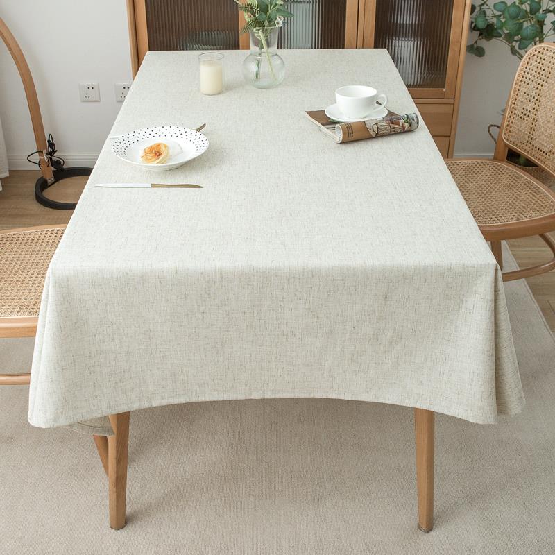 纯棉麻长桌布布艺轻奢感色方形餐桌布亚麻书桌茶F77H66SJ布简约几