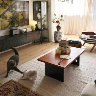 边LAN中古风实木茶长方形民茶宿客厅几家用阳台简约茶台办公桌几