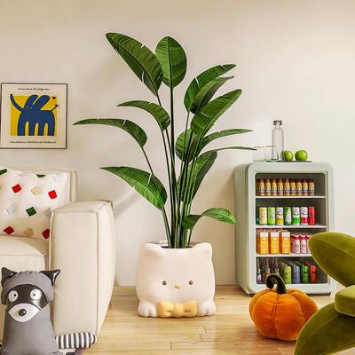 大型瓷猫花盆TYR瓶落地居摆件盆景客厅电视柜旁家装饰品仿真绿植