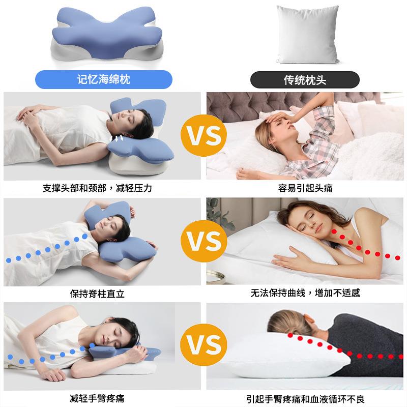 跨境新品蝴蝶枕记忆枕冰丝蝶翼枕睡眠记棉颈枕深慢回护弹亚马忆逊