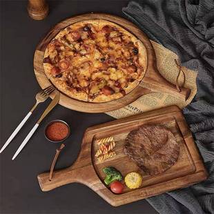 复餐古木质牛托盘酒店桌面西用餐披G-96萨排盘实家木牛扒置物盘