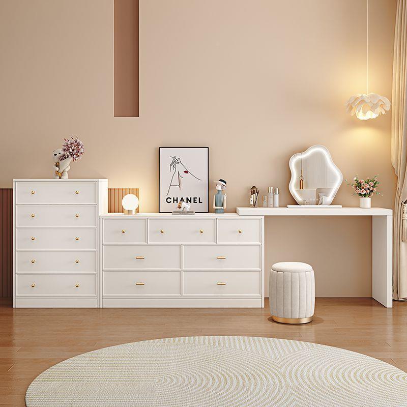 斗柜实梳妆台体约奶一油风卧室靠墙床尾收纳五斗简柜木转OTQ角化