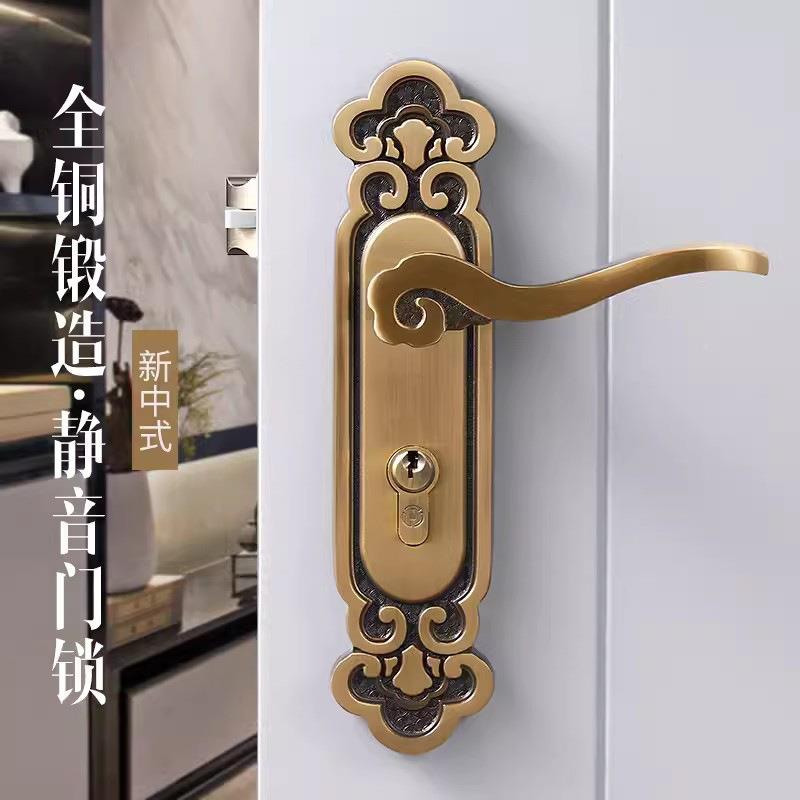 老铜匠全铜RDE锁家用卧室卫生间室内静美音金门门色式复古别墅大