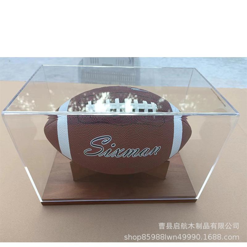 美式橄榄球收支纳架木制亚克力足球透明展无品牌/架体纪念育示品