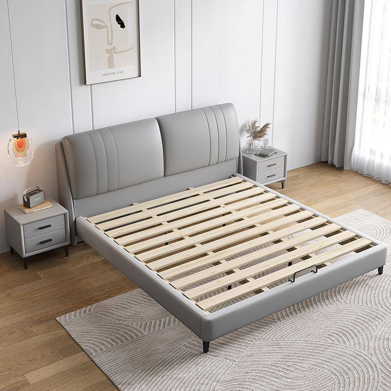 双意式现代简约轻奢皮床现代简约主卧人床1.8m包大DBZ床1.m储物5