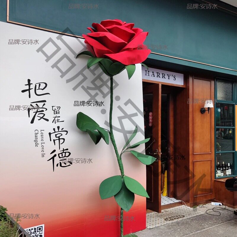 商场一朵网红巨型玫瑰花拍照打卡情人节婚礼布置仿真花大型手工花