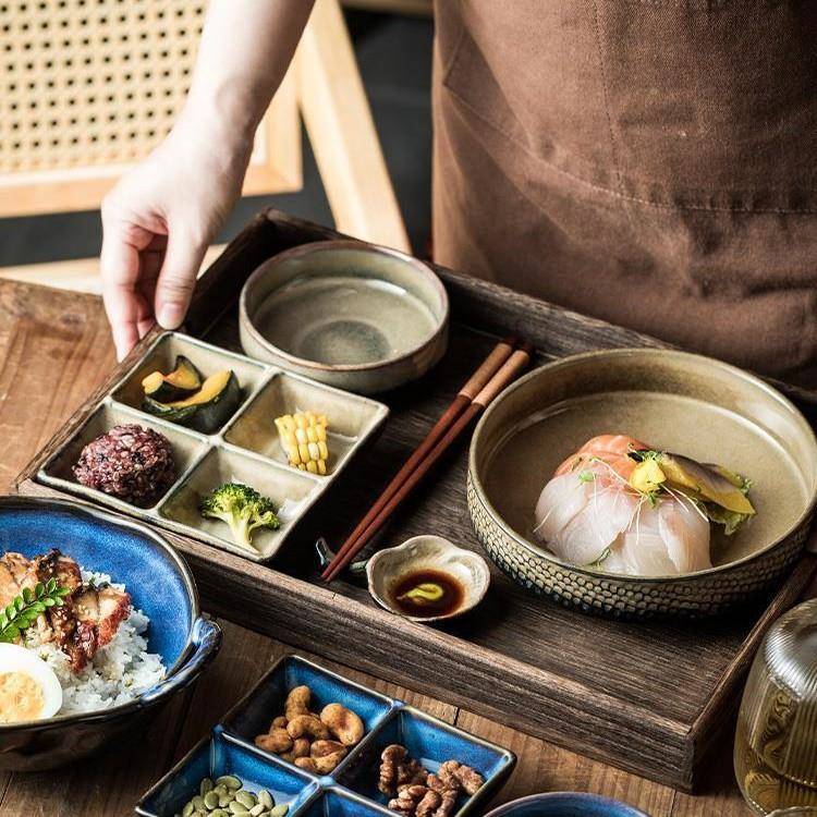 厂牛餐排餐盘盘家子碗套装一OWT用食具仪式感精致人定食异形餐具