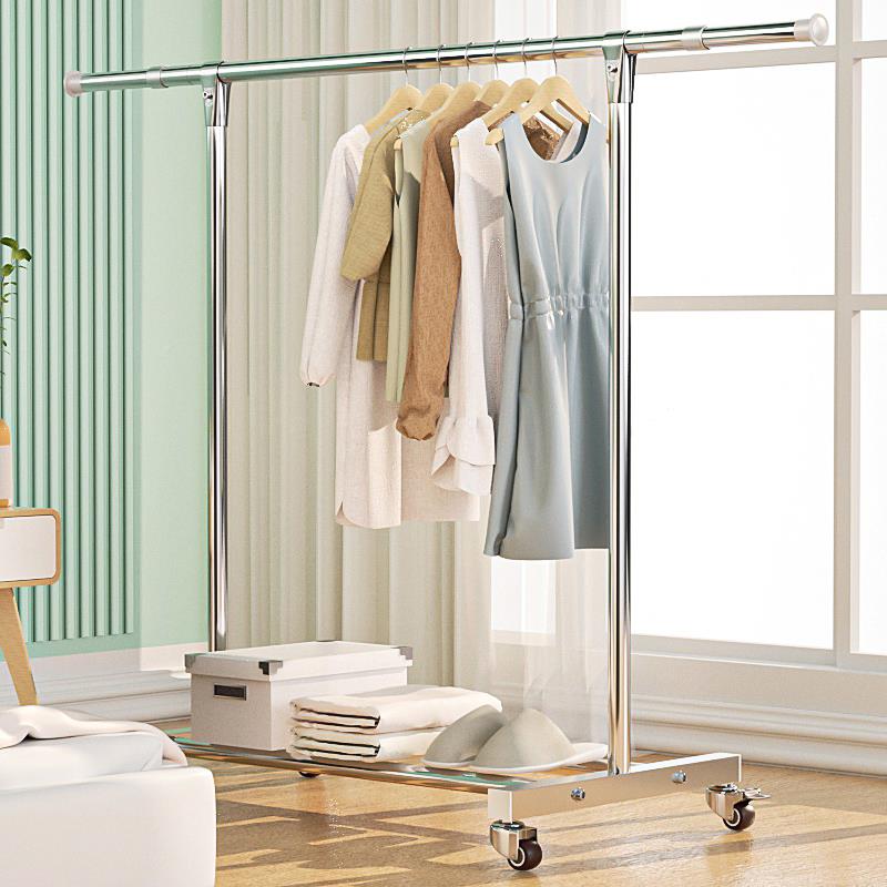304不晒锈钢双杆落地叠折家用阳GNE台外衣架伸缩室晒被子室内晾帮