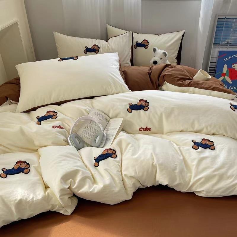 可爱毛巾绣全棉四件套纯025新款卡童通棉床品儿XPZ男被套床单2三