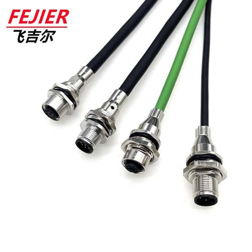 m12安面板装前锁后头锁公航空插8芯超5类6母无品牌/类CAT5网线连