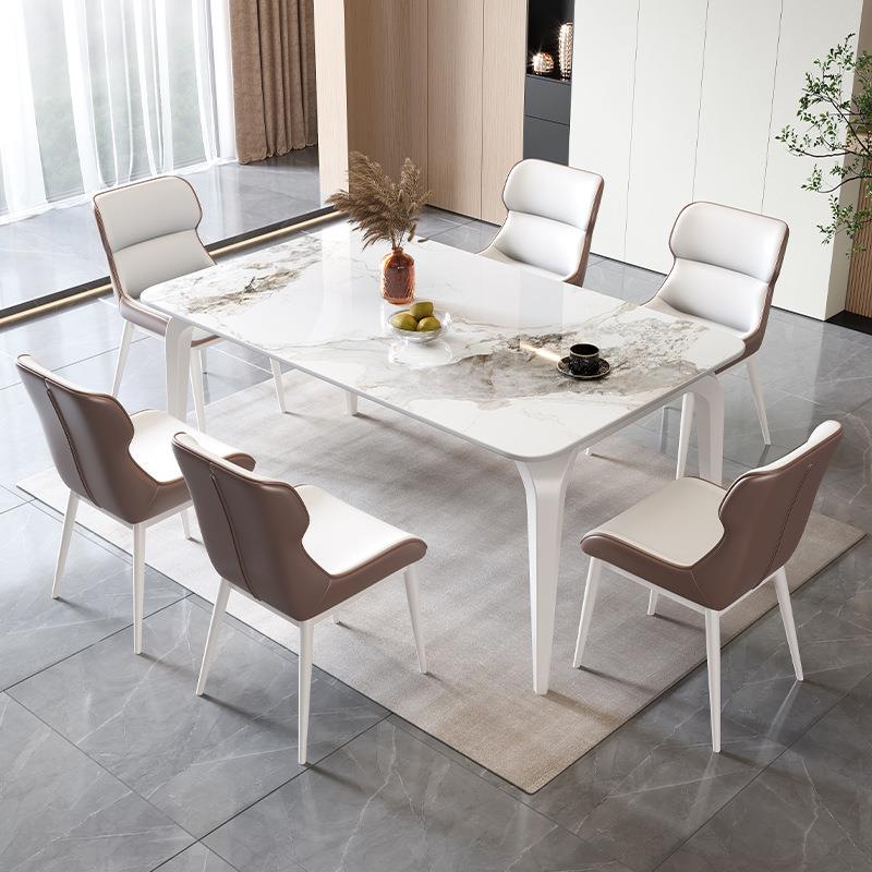 意式轻现奢岩板餐椅家用小LYU户型代伸简约可缩饭桌长方形岩板桌