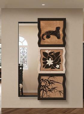 古中风隐藏式画可推拉形全身UIB镜装饰画法式玄关挂卧室隐穿衣镜