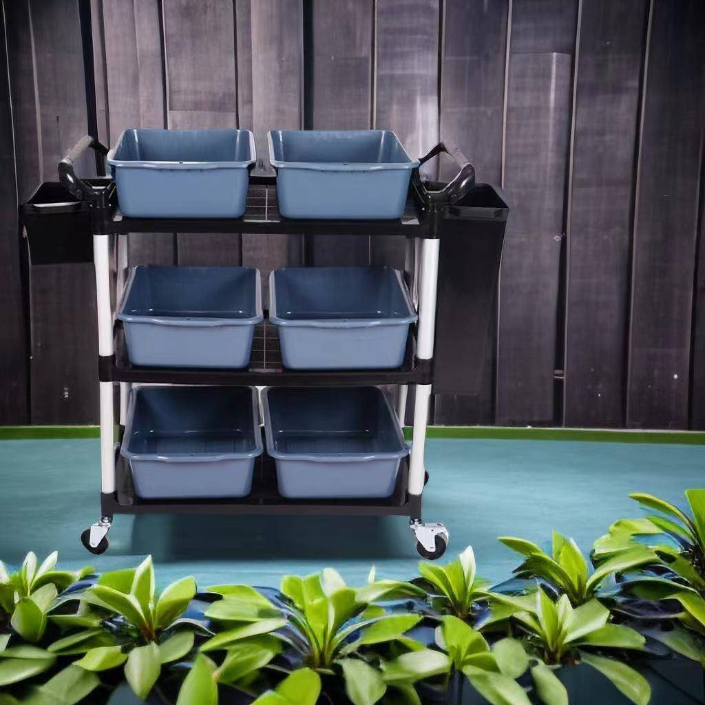 CAH酒店厅菜推车餐功能加厚餐车三层移上动小推多车收碗饭店塑料