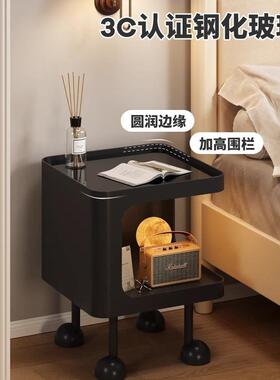 油风床头小型带灯家2用铁艺卧室置物架柜205款设奶计85980感床头