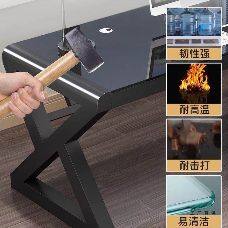 脑桌电台式简约钢化玻璃电桌竞家用写桌卧室学习桌经济型无品牌/