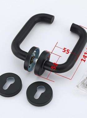 黑色手无品牌/不锈钢防门把火弯门拉手通用型门把手分体门锁通道