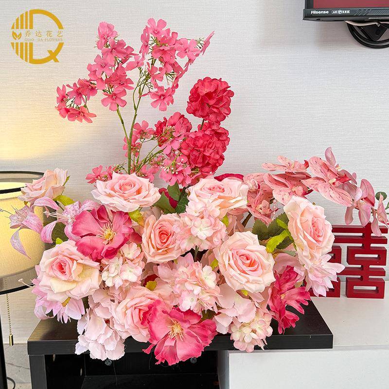 结婚婚艺礼布置花客厅婚卧室婚房布置床头束仿真花房桌面花装饰签