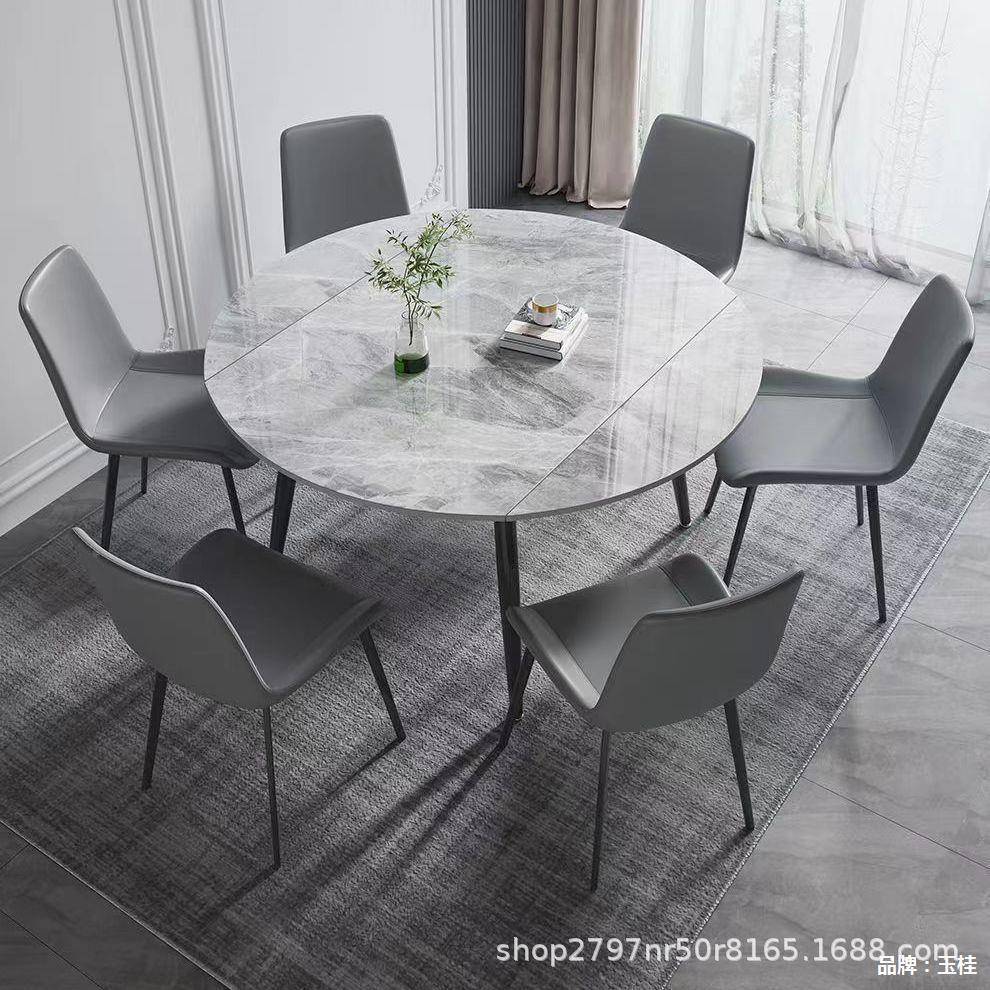 可伸岩板餐TMW小桌椅组合缩轻奢叠家用户型现代简约折两用可变圆