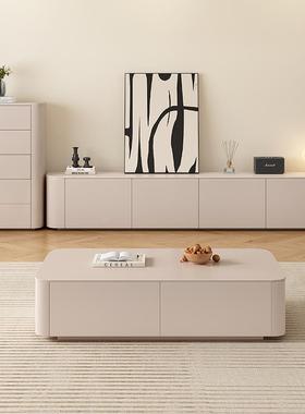 myF768SJ67纯实高木落地电视柜户茶几组合岩板现代简约小型家用落