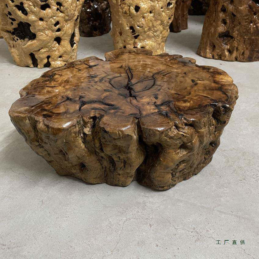 根雕底座摆件木墩形枣子实木茶台托盘原树瘤随小圆桌F98SH787木树