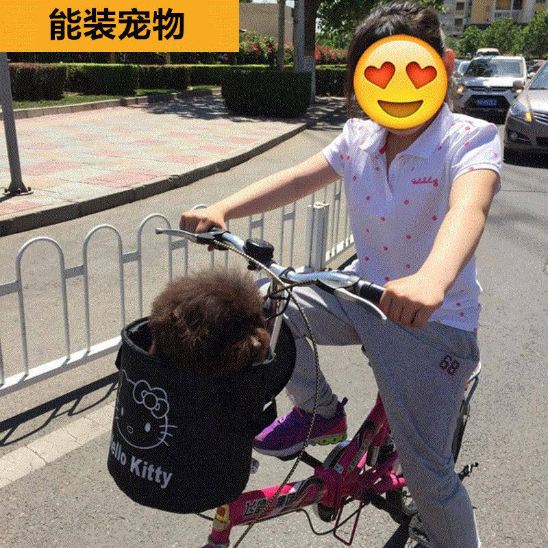 电动车前蓝子前兜折叠滑板电动车布篮子前车筐带盖单车防水帆布挂