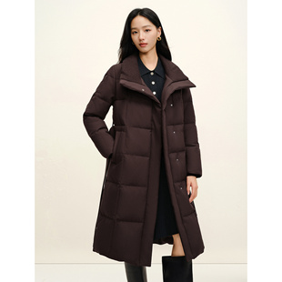 JUZUI玖姿琥珀流光风收腰鸭绒长款羽绒服女2025冬季新款JTFD03103