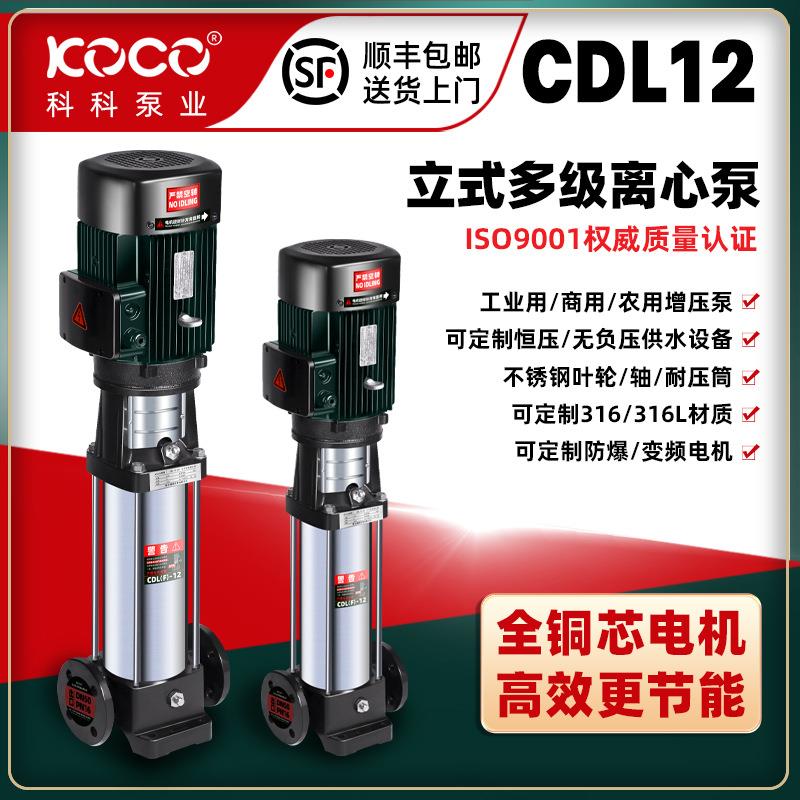 CDL12立式多级离心泵不锈钢叶轮铜芯电机高效节能多级增压泵