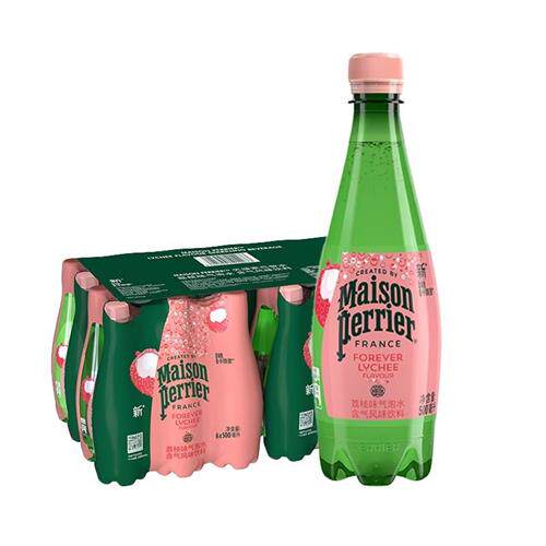 法国巴黎水Perrier百香果柠檬天然矿泉水气泡水500ml