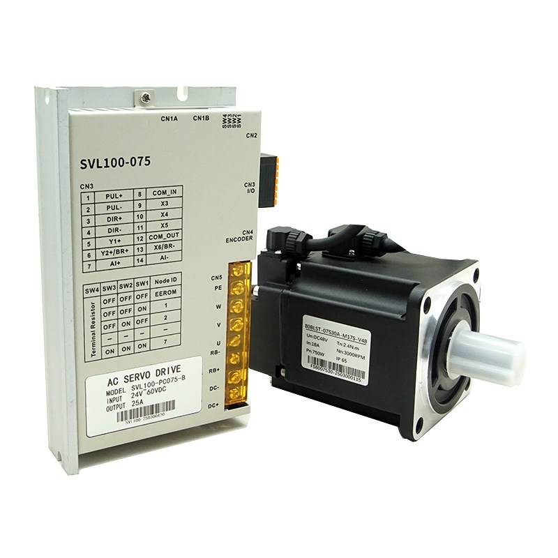 24V48V直流低压伺服马达套装485/CAN通讯400W750W/1KW/17位绝对值